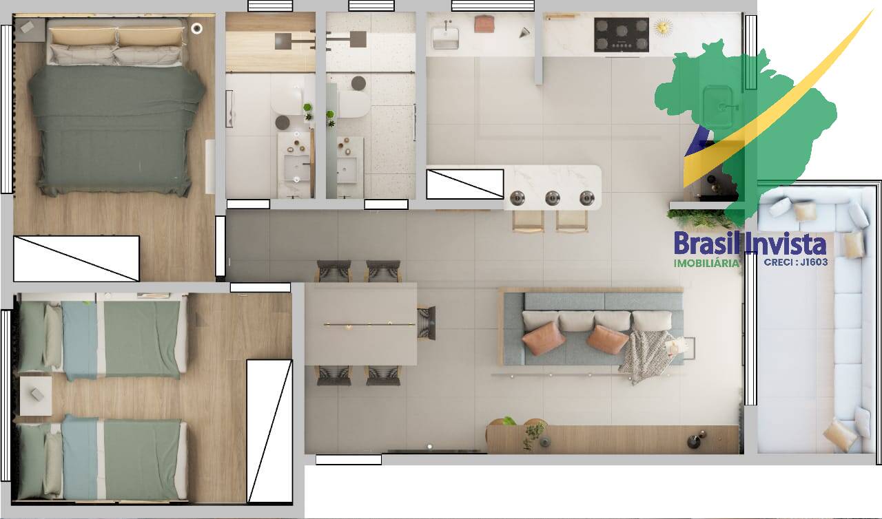 Apartamento à venda com 2 quartos, 68m² - Foto 3